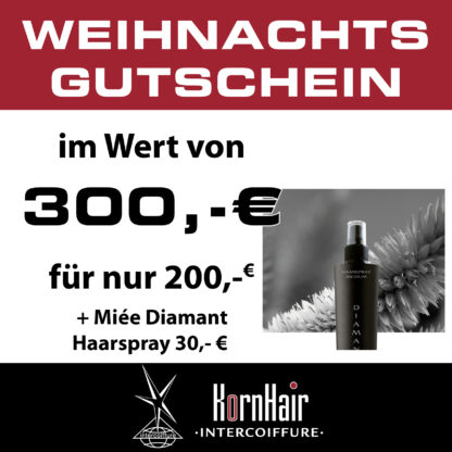 Weihnachts Gutschein mit Mehrwert + Miee Haarspray